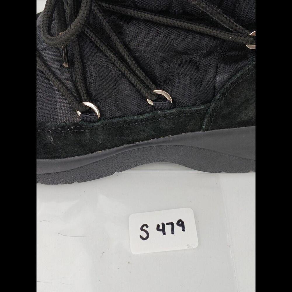 Coach Women Boot 8 Black Snow Boot Lacing Fur Trim Logo Stacked Heel Low - Picture 11 of 11